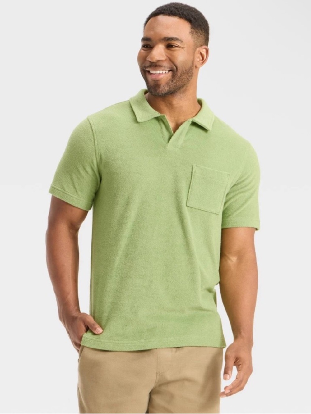 Men's Terry Cloth Polo Shirt - Goodfellow & Co Green XXL